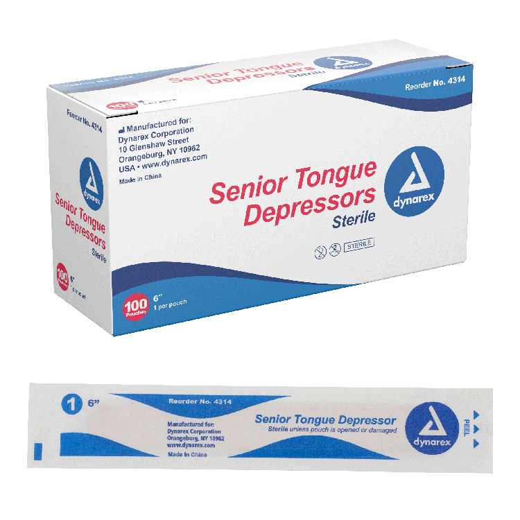 Dynarex Sterile Tongue Depressors — Box of 100
