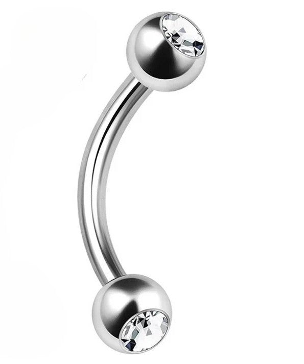 14G 1/2" Double Gem Crystal Jewel Belly Button Ring