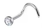 18g Bezel Set Jeweled Flat Head Nose Screw Ring