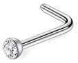 18G Prong Set CZ L Bend Nose Ring