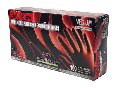 Adenna Night Angel 4 mil Nitrile Powder Free Black Exam Gloves (100/box - 10 boxes/case) - Medium