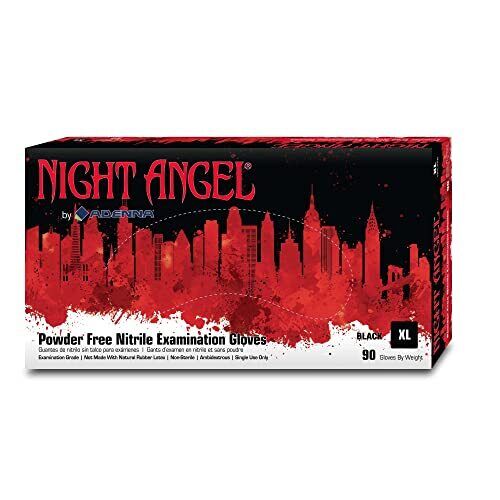 Adenna Night Angel 4 mil Nitrile Powder Free Black Exam Gloves (90/box - 10 boxes/case) - X-Large